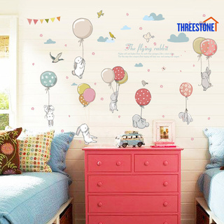 Giấy dán tường hình thỏ bong bóng trang trí phòng trẻ em xinh xắn Sk71