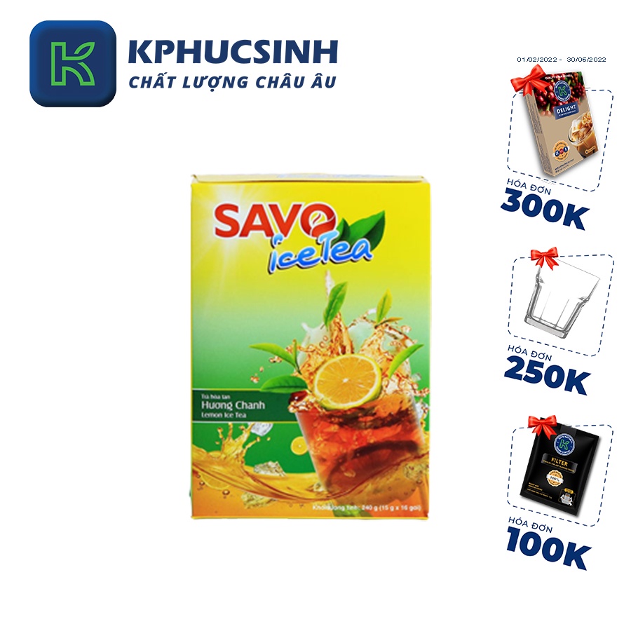 Trà Savo hòa tan chanh 16 gói x 15g KPHUCSINH - Hàng Chính Hãng