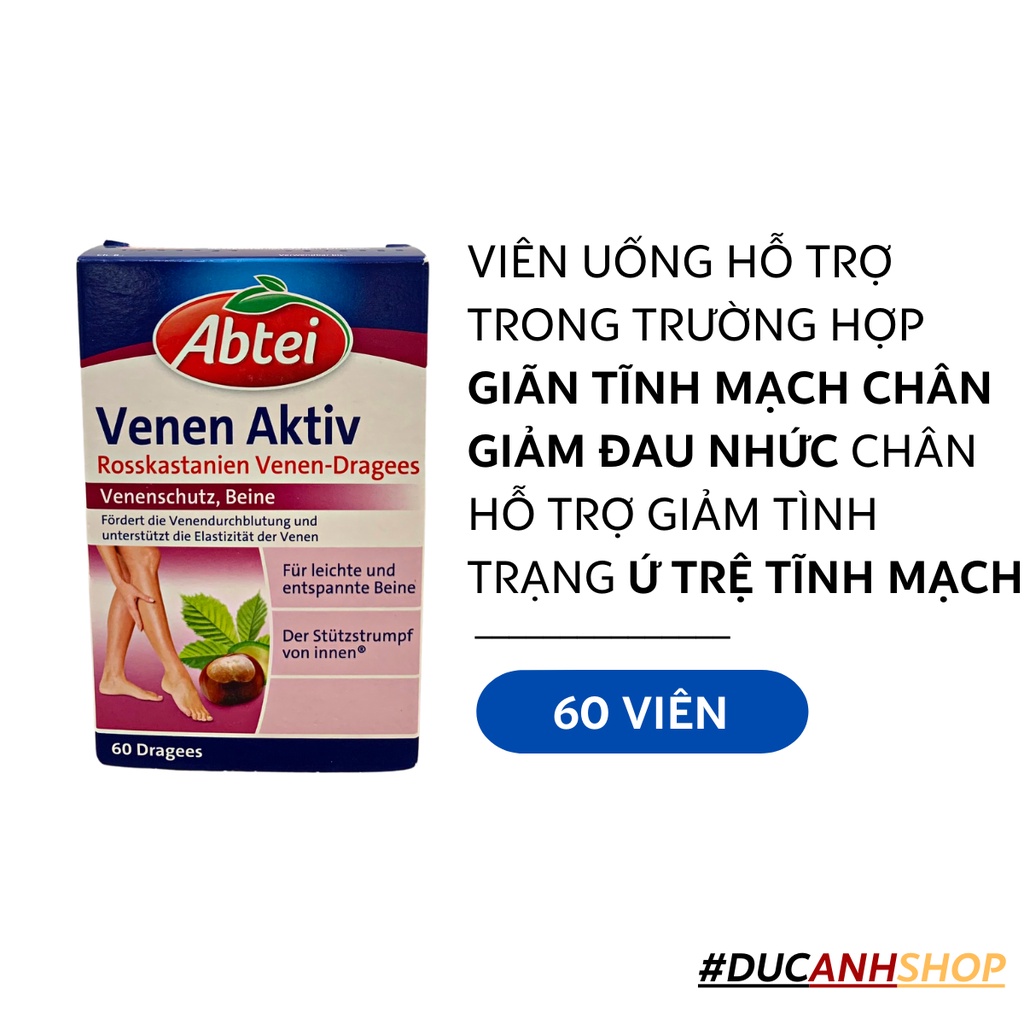 Viên uống hỗ trợ trong giãn tĩnh mạch chân Abtei Venen aktiv Rosskatanien Venen 60 dragees
