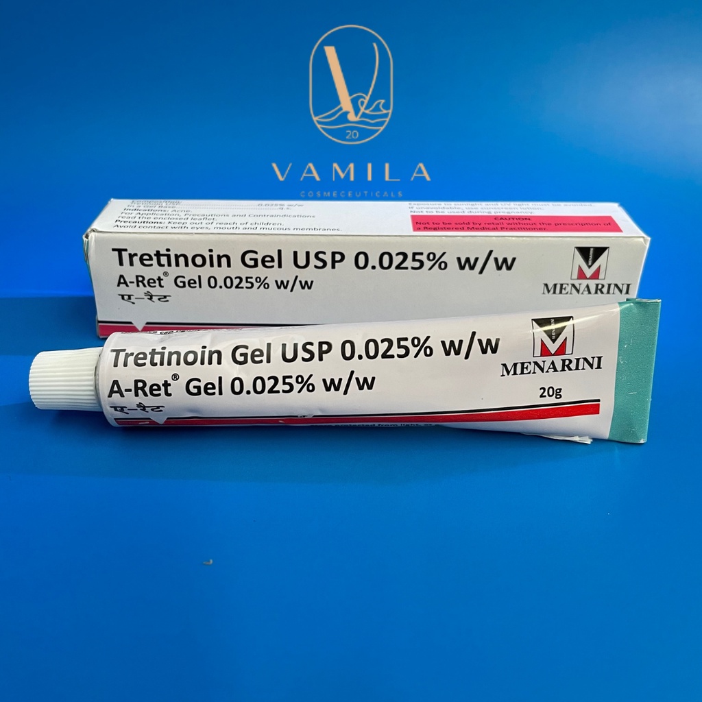 Tretinoin Aret gel 0.1% - 0.05% - 0.025% (20g) - tretinol giảm mụn, chống lão hóa (tre Ấn Độ chính hãng)