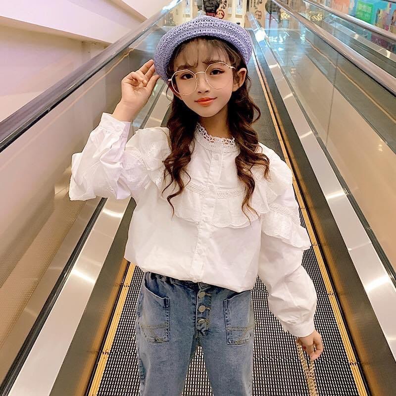 Áo sơ mi dài tay cho bé gái, phong cách hàn quốc full size Beeshop D21005