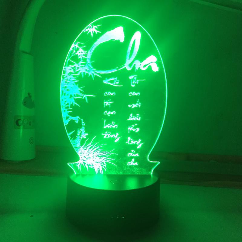 Đèn ngủ, đèn trang trí Led 3D, đèn thư pháp 7 màu