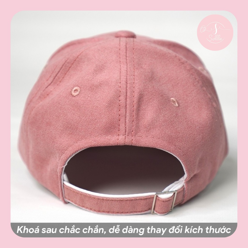 Mũ lưỡi trai Sollle vải cotton Ulzzang Hàn Quốc, nón bóng chày nam nữ Unisex M03L