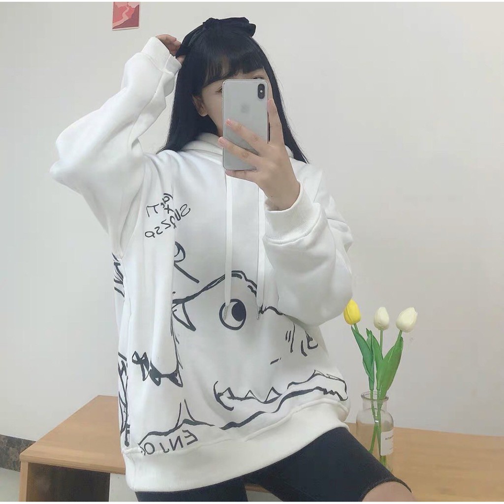 Áo khoác, áo hoodie❤️SIÊU HOT❤️ nam nữ nỉ from rộng dễ thương năng động thời trang dưới 65kg(ĐẦU KHỦNG LONG )