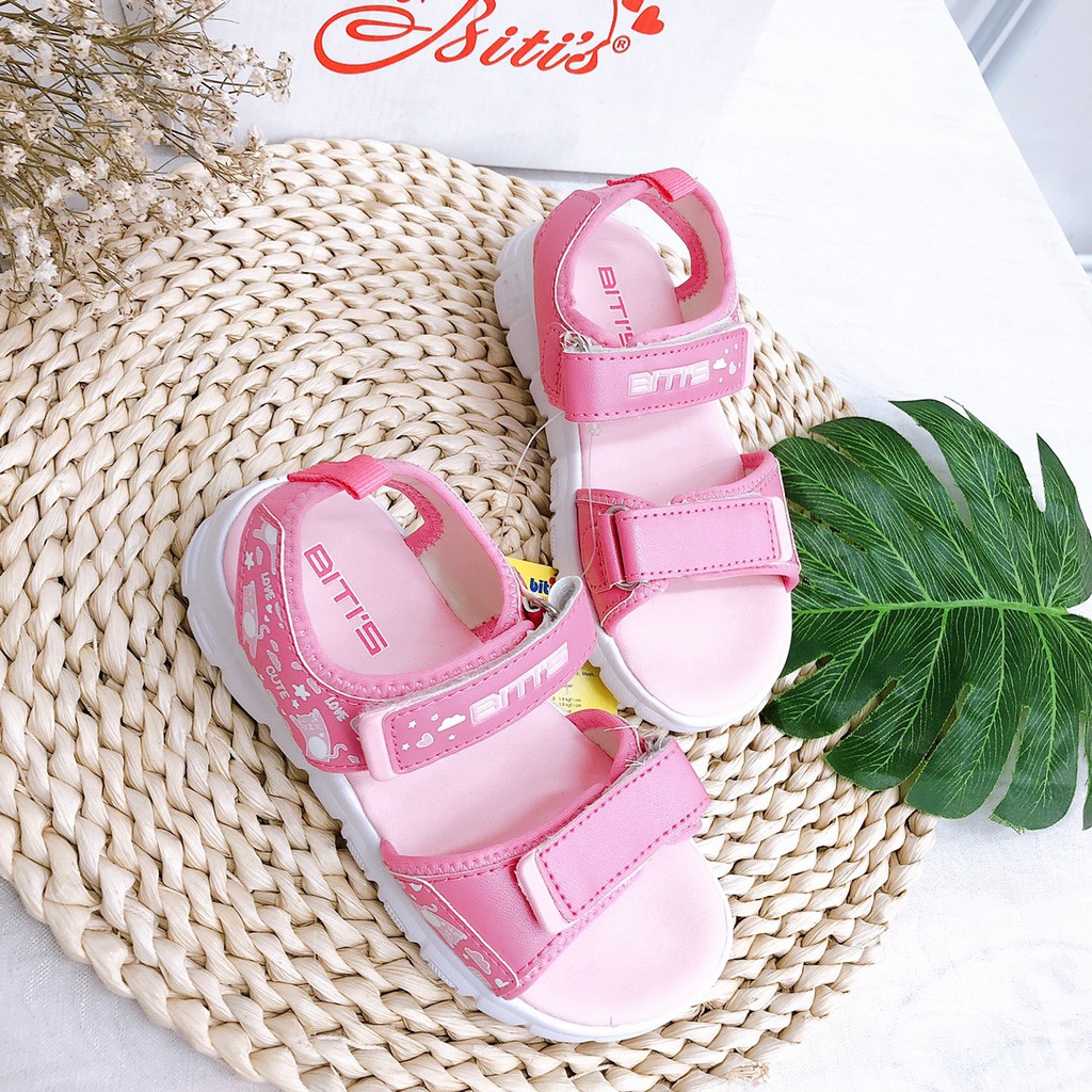 Sandal bé gái 23-29 Dép quai hậu bé gái họa tiết lá cách điệu, quai dán  DEG000300