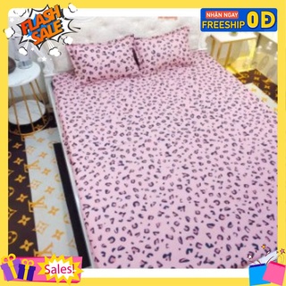 Bộ Ga Gối 3 Món 1m4x2m cotton poly,sẵn hàng-da báo hồng