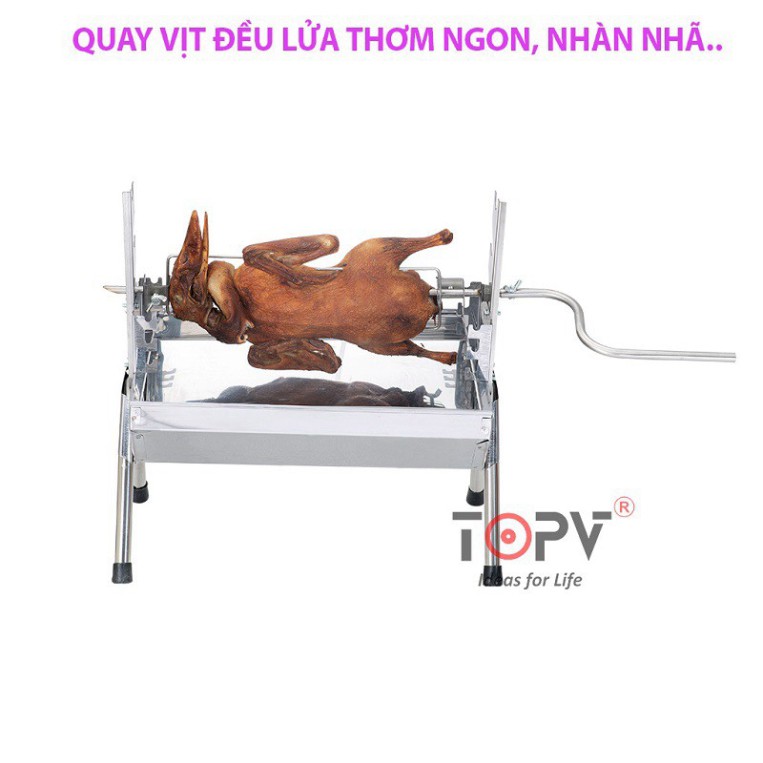 Bếp nướng than hoa đa năng TOPV: Nướng 2 trong 1, lò nướng than Inox bền sạch, lò quay vịt gia đình, bếp nướng than DNS