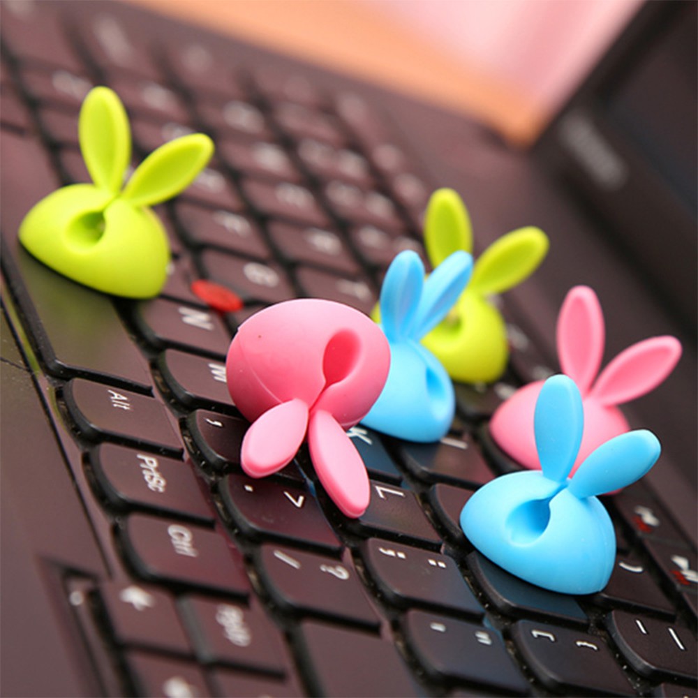 #NÚT THỎ Giữ Dây Điện - Dây Sạc, Dây Máy Tính Gọn Gàng - Tặng 1 Miếng Dính Tròn Silicon