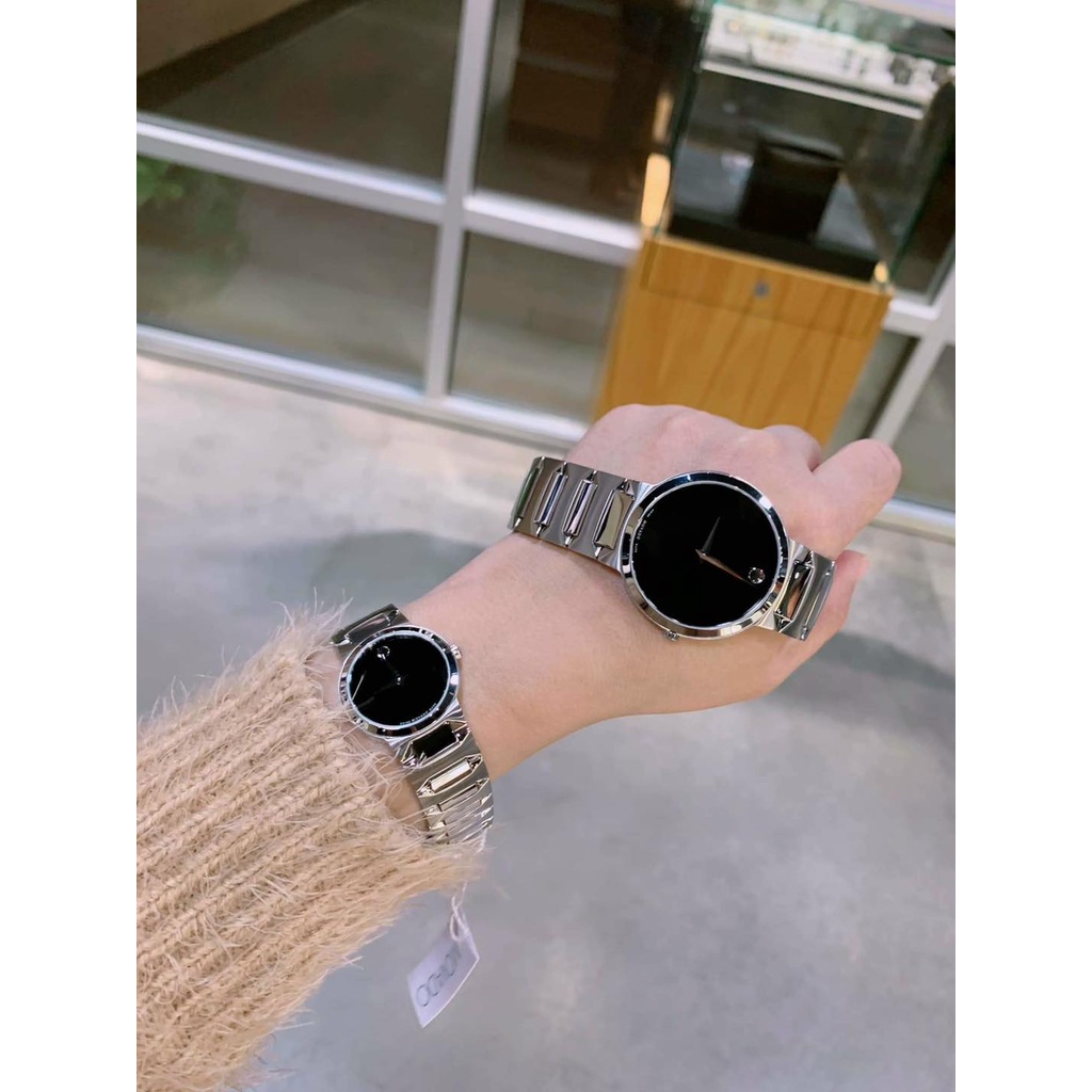 Đồng Hồ Nam & Nữ Movado Temo Quartz Black 0607292 & 0607295 case 38mm & 26mm