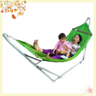 [ Siêu Rẻ ] Võng Xếp Sài Gòn Dành Cho Người Lớn Có Kèm Lưới Võng Khung Thép Phi 32