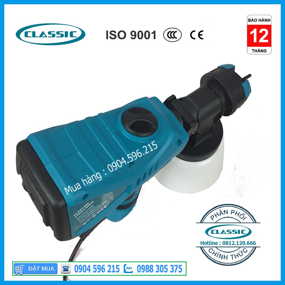 Máy Phun Sơn Mini CLASSIC CLA23-800 Công suất 600W, 2 Chế độ phun : Nhanh và Chậm