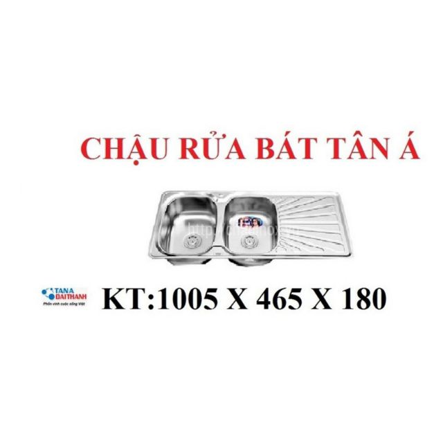 [FREESHIP] Chậu rửa bát Inox Tân Á xuất khẩu 2 ngăn (có bàn phụ) - đã đủ phụ kiện thoát nước