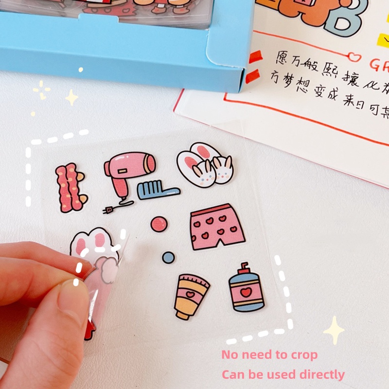 Set 20 Miếng Dán PET Chống Nước Họa Tiết Hoạt Hình Dễ Thương Trang Trí Sổ Tay Cho Bé Gái