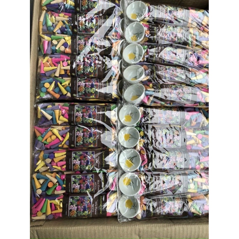 Gói 140 Trầm Hương Nụ MIX SCENT Nhiều Hương Hoa Thái Lan (140 nụ kèm chén sứ)
