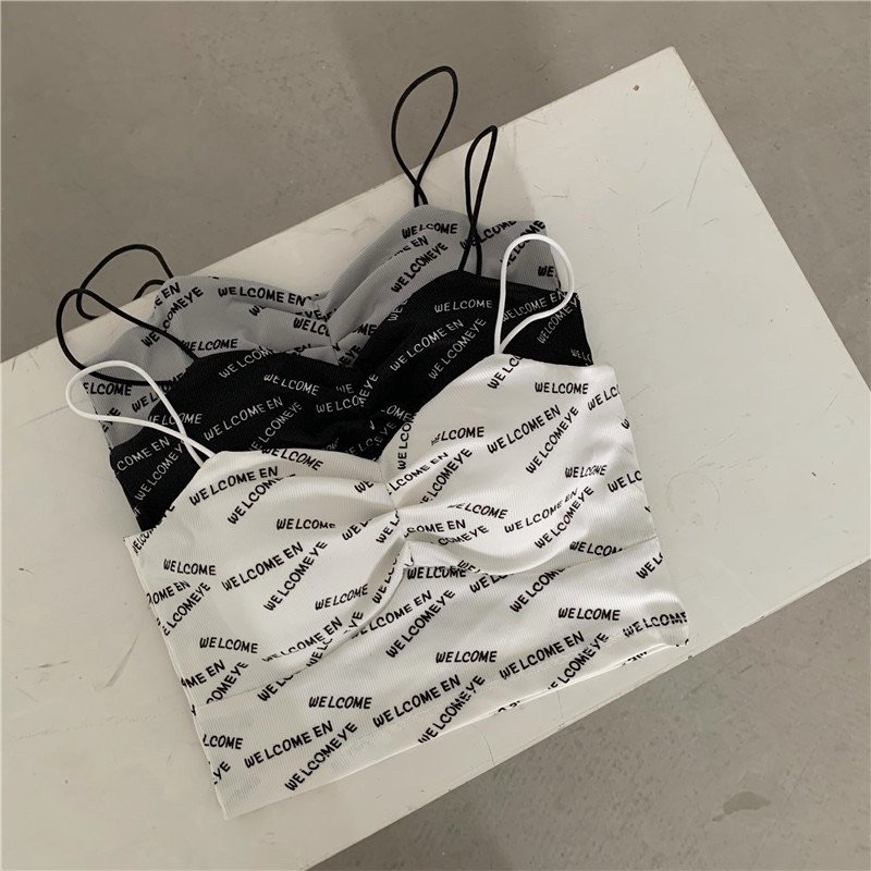 ÁO 2 DÂY CHỮ RÚM NGỰC ĐEN GHI TRẮNG SIÊU SEXY-HALINH SHOP