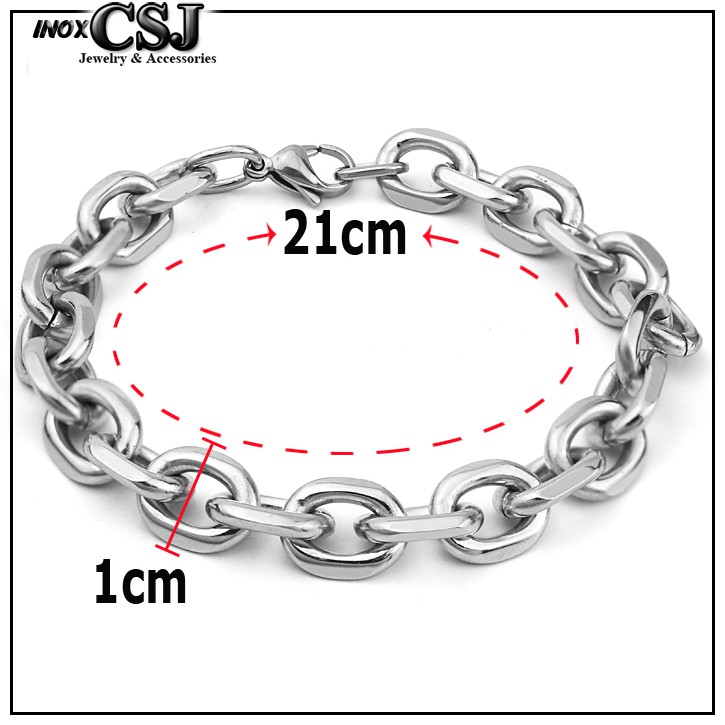 Lắc tay nam inox chữ cong to đại 10ly cực ngầu LN081