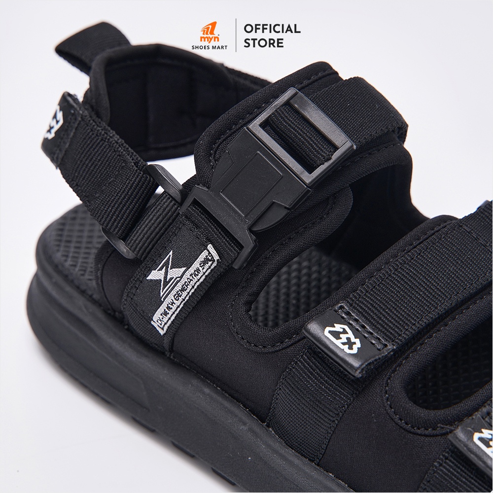 Sandal Unisex ZX 3823 nam nữ ALL BLACK 3 quai khóa cài đế EVA phylon 3 lớp chống mòn, chống trơn