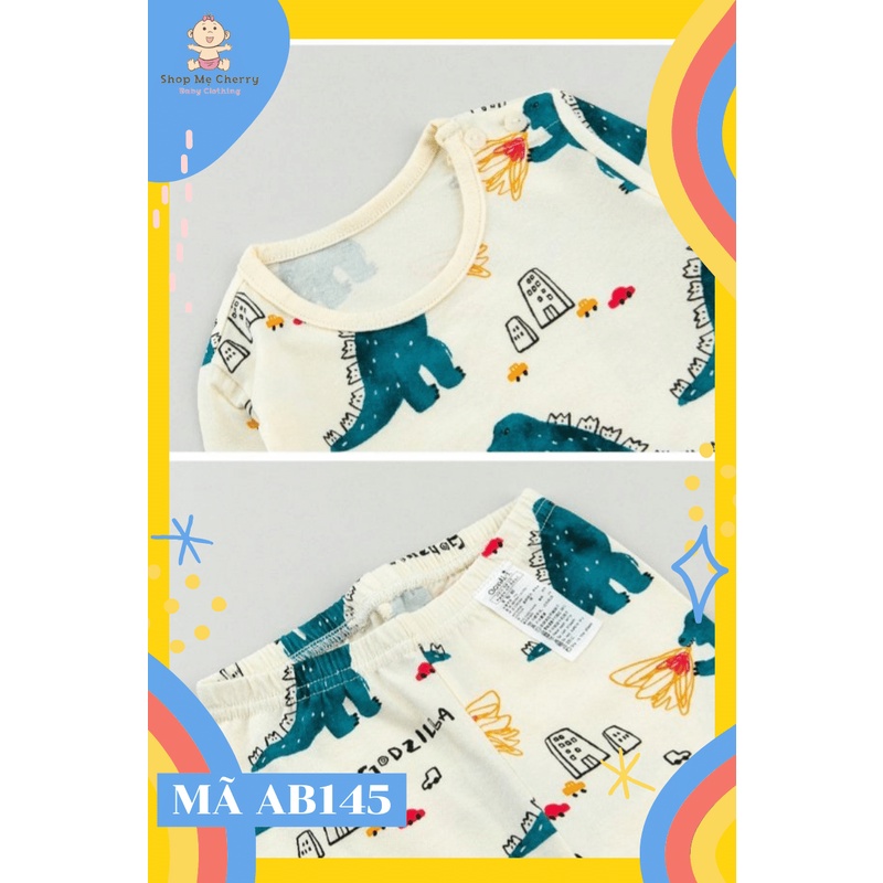 Bộ Thu Đông Dài Tay Cao Cấp Trẻ Em Của Hãng Cordii, Chất Thun Cotton Organic, Khủng Long Xanh