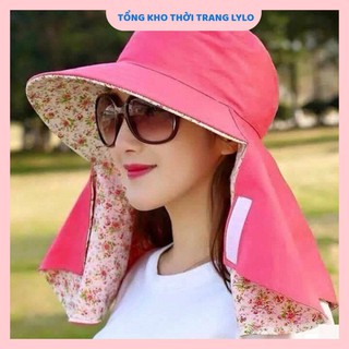 Mũ chống nắng kèm khẩu trang vành rộng 2 lớp 2 mặt thời trang