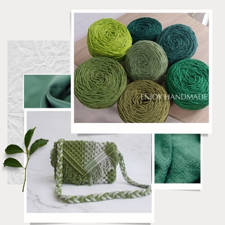 Dây thừng macrame cotton tông xanh lá 3 xoắn, 3mm / 5mm, 0.5kg