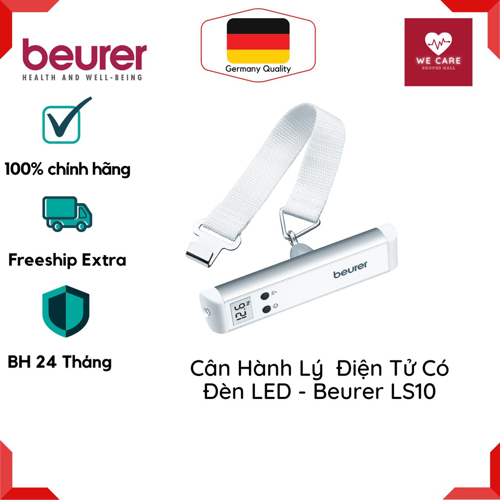 ⚡️CHÍNH HÃNG⚡️ CÂN HÀNH LÝ  ĐIỆN TỬ BEURER LS10 – Cân Có Đèn LED Cân Trọng Lượng Tối Thiểu 50g Tối Đa 50Kg