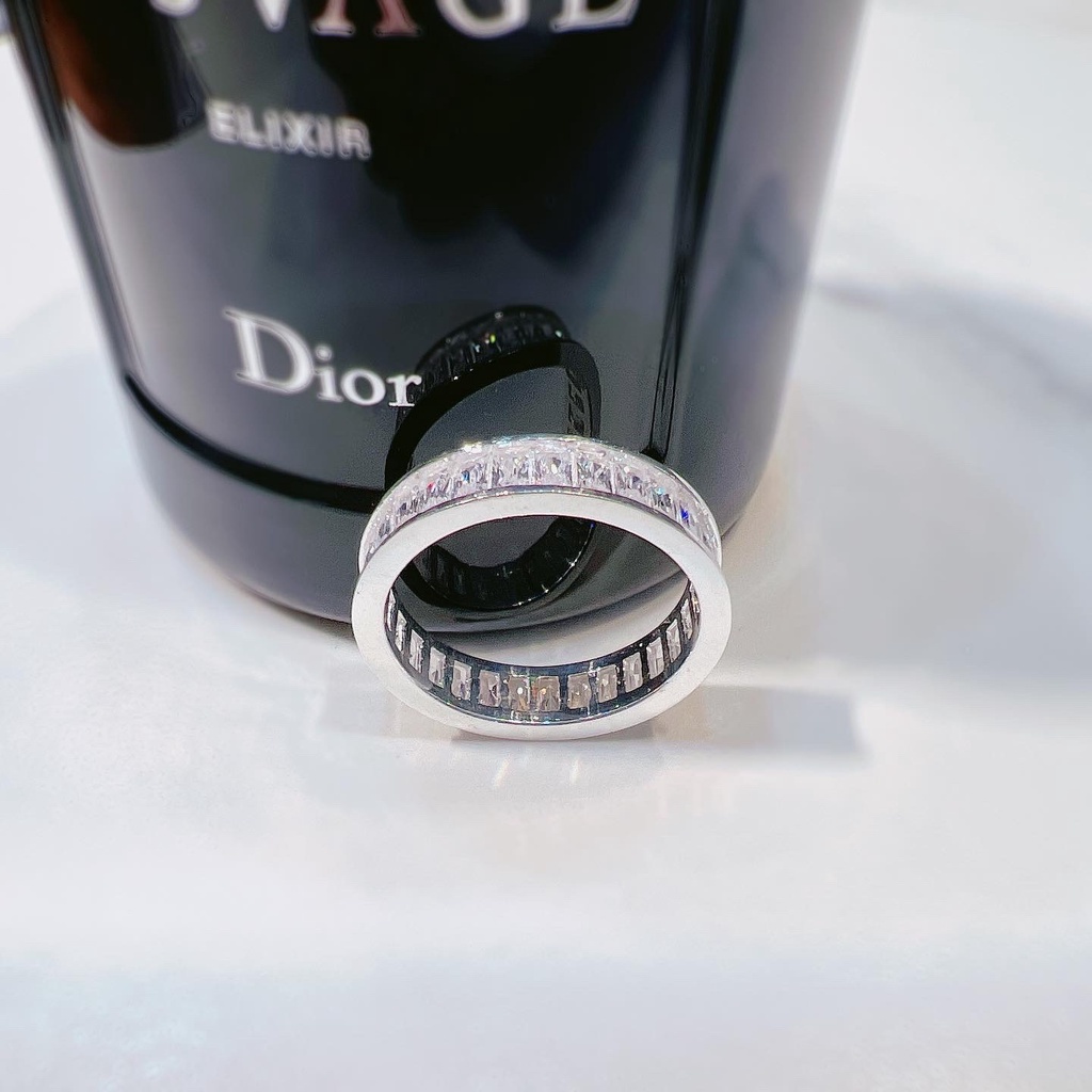 Nhẫn bạc H.A.S đính đá Baguette full vòng