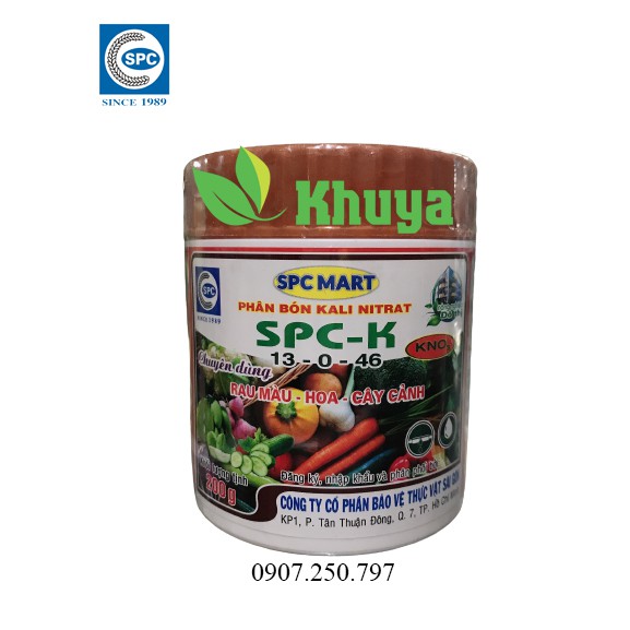 PHÂN BÓN KALI NITRAT SPC-K 200gr KNO3 (POTASSIUM NITRATE) CHUYÊN DÙNG RAU MÀU – HOA – CÂY CẢNH