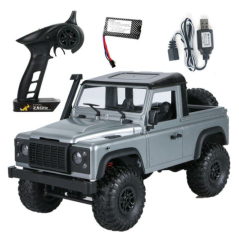 xe Jeep địa hình MN99S 1:12 2.4Ghz 4WD Mô hình xe ô t0ô bán tải RC Leo trèo 2 cầu màu xám Nâng cấp xe đèn Led  MN99, D90