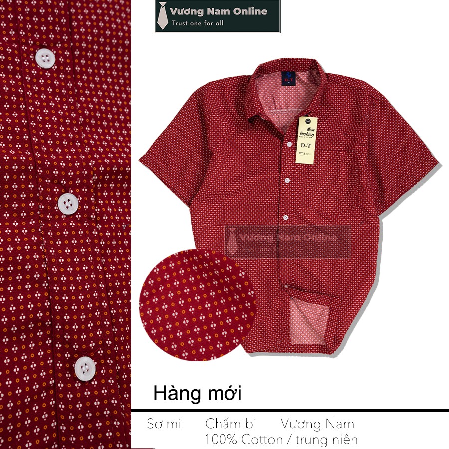 Áo sơ mi nam form rộng trung niên họa tiết ngắn tay vải cotton VN14F | BigBuy360 - bigbuy360.vn