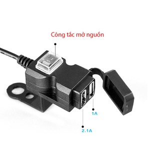 Sạc điện thoại trên xe máy MLD-3021, 2 cổng USB