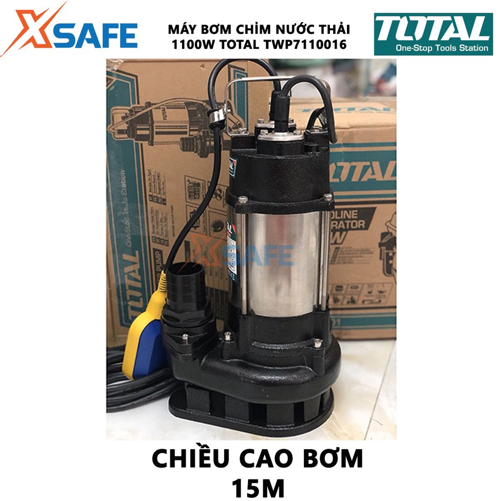 Máy bơm chìm chất thải TOTAL TWP7110016 Máy bơm nước thải 1100W Dùng trong hệ thống xử lý nước thải, hệ thống thoát nước