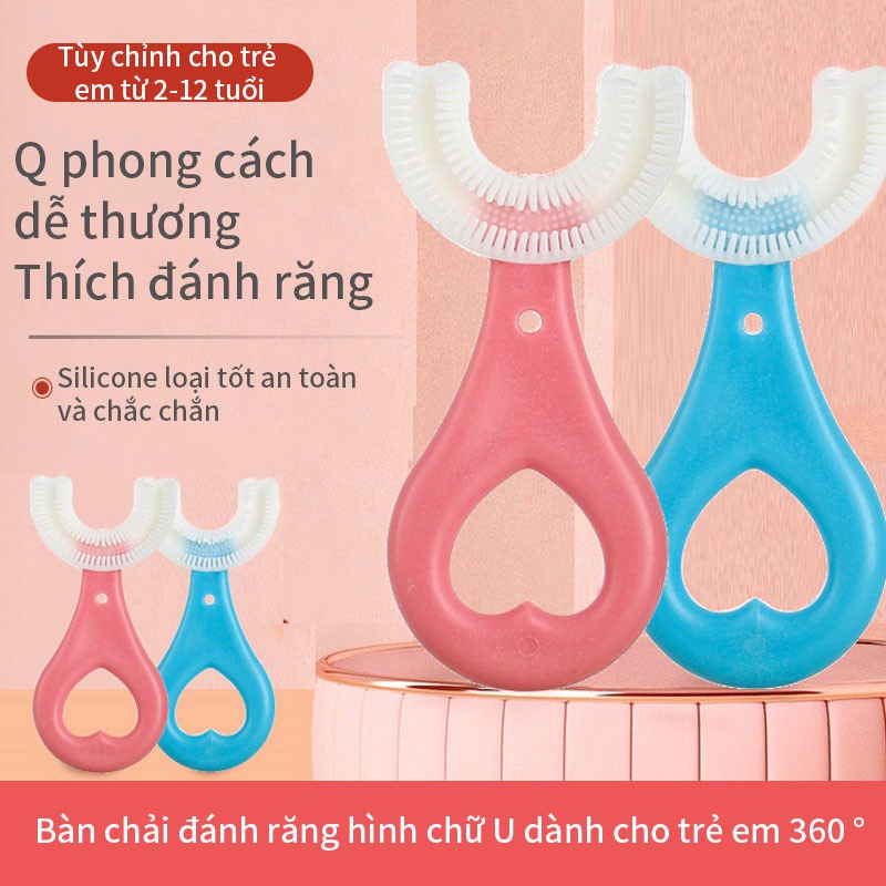 Bàn Chải Đánh Răng Silicon Hình Chữ U Có Tay Cầm Mềm Tiện Dụng Dành Cho Bé