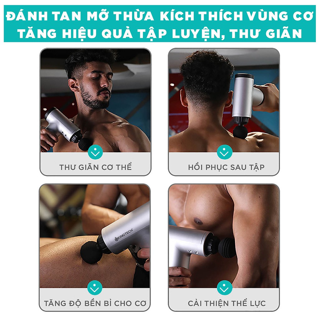 Máy Massage Cầm Tay Đa Năng,Sung Mát xa Toàn Thân với 4 Đầu 6 Chế Độ tăng mạnh dần Trị Nhức Mỏi Vai Gáy Đau Giãn căng cơ