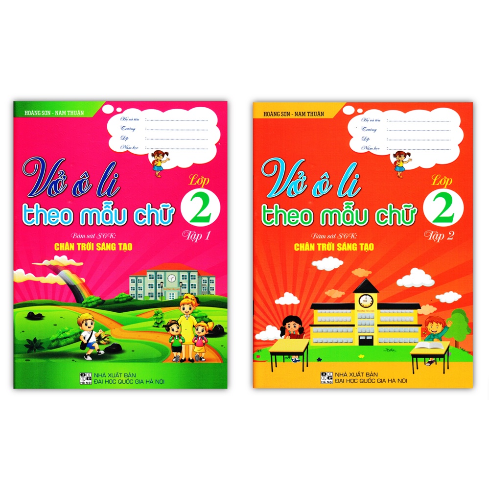 Sách - Combo Vở Ô Li Theo Mẫu Chữ Lớp 2 - Tập 1 + 2 (Bám Sát SGK Chân Trời Sáng Tạo)