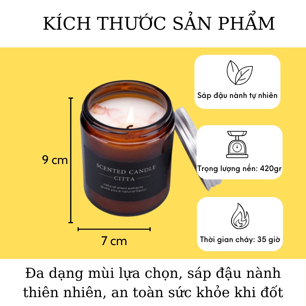 Nến thơm tinh dầu quà tặng CITTA cổ điển sáp đậu nành khuếch tán tinh dầu tự nhiên an toàn không khói NTN