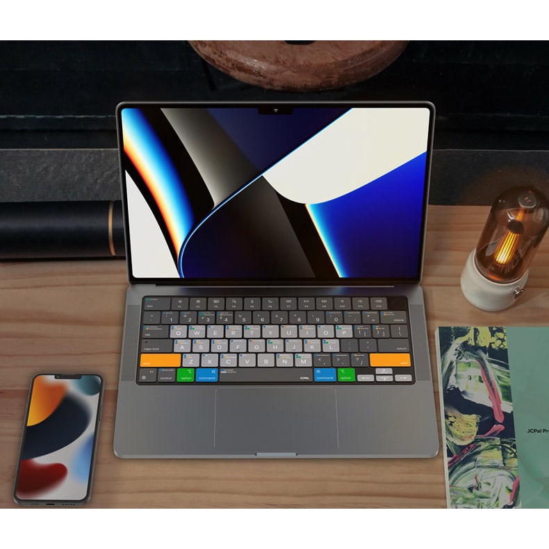 Lót Phím Macbook Pro 14, 16 inch 2021 Bản Phím Tắt MacOS JCPAL Verskin Chống Nước, Chống Bụi Bẩn