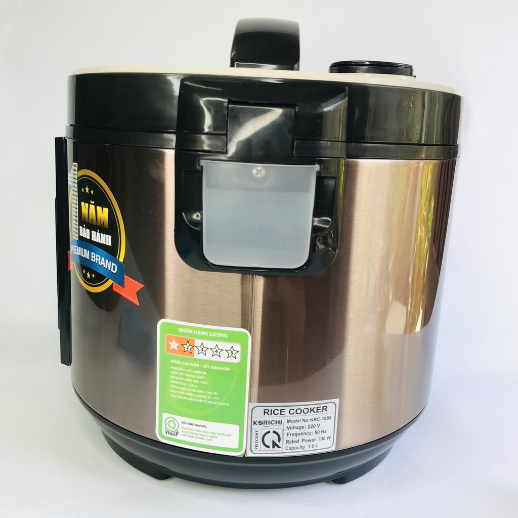 Nồi Cơm Điện 1,8L Korichi KRC1865- Lòng Nồi Chống Dính Siêu Bền- Hàng Chính Hãng- BH 12 tháng | BigBuy360 - bigbuy360.vn