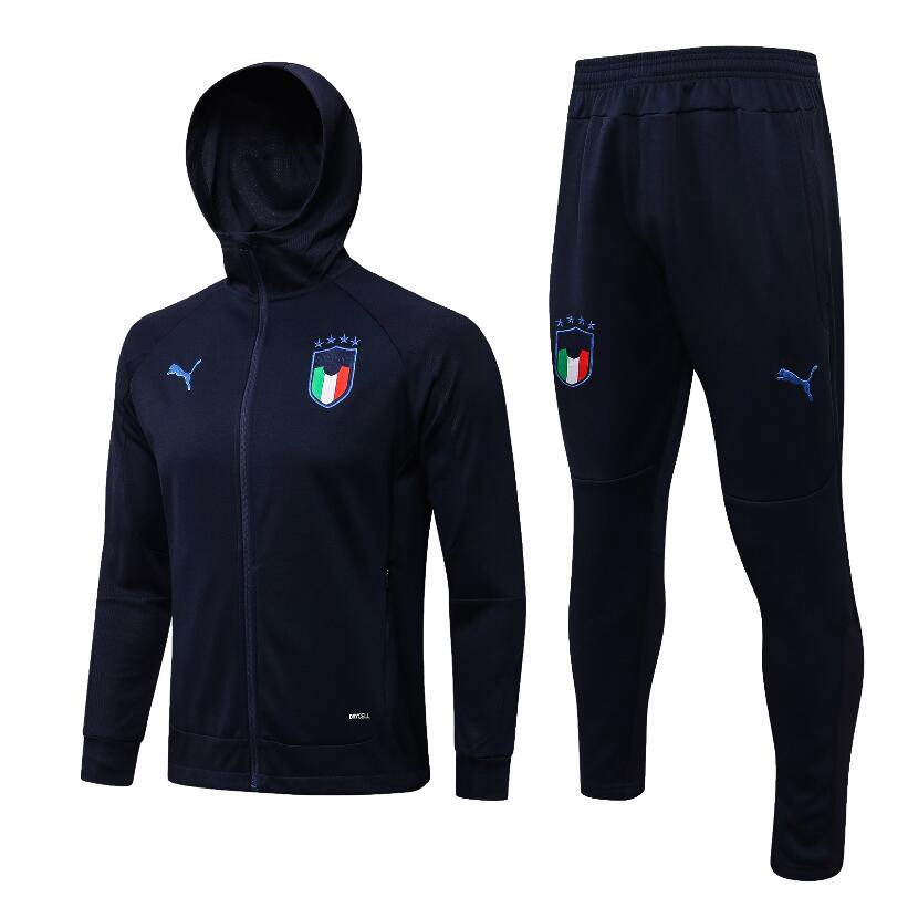 Set Đồ Đá Banh Có Mũ Màu Xanh Ý 23 A + + + Áo Khoác Hoodie Chất Lượng Cao 2022
