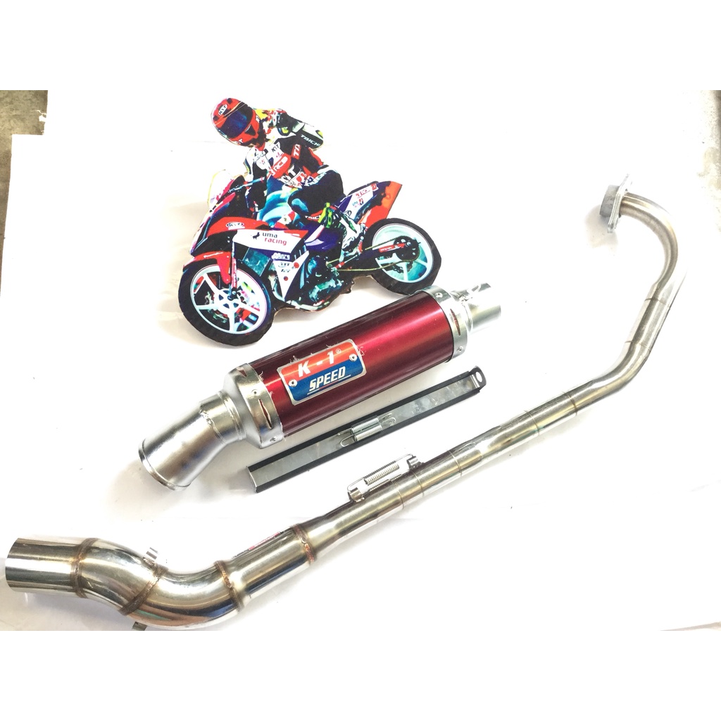 Pô K1 ĐỎ full cổ cong 2 khúc gắn cho nhiều loại xe