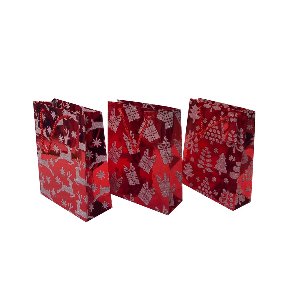 Túi đựng quà kim tuyến màu đỏ size nhỏ UBL XB3201 - Giao ngẫu nhiên