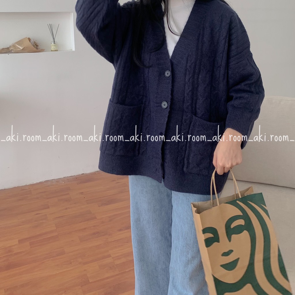 Áo cardigan len thừng hai túi vuông A030 | BigBuy360 - bigbuy360.vn