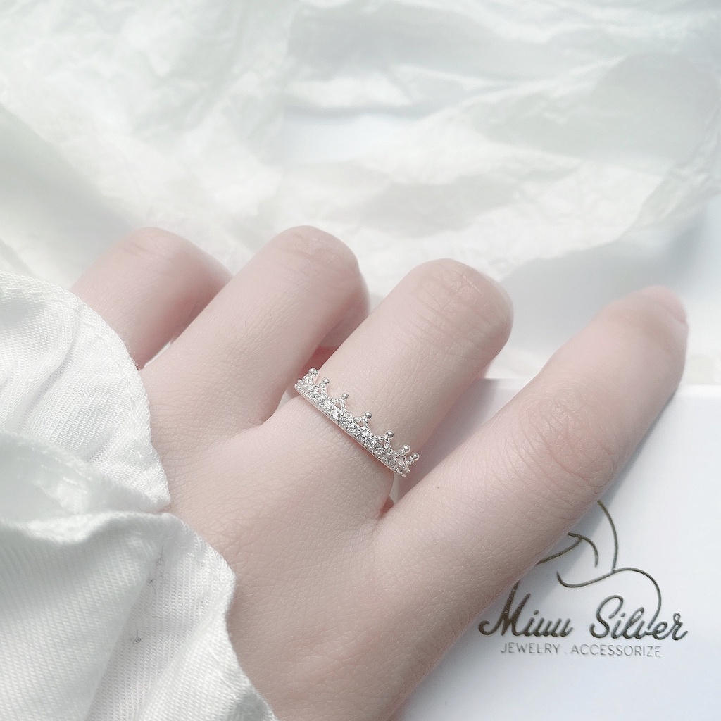 Nhẫn bạc nữ Miuu Silver vương miện đính đá Tiara Ring