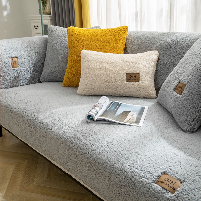 Bọc Ghế Sofa Vải Cashmere Chống Trượt Kiểu Đơn Giản Thời Trang Mùa Đông 2020