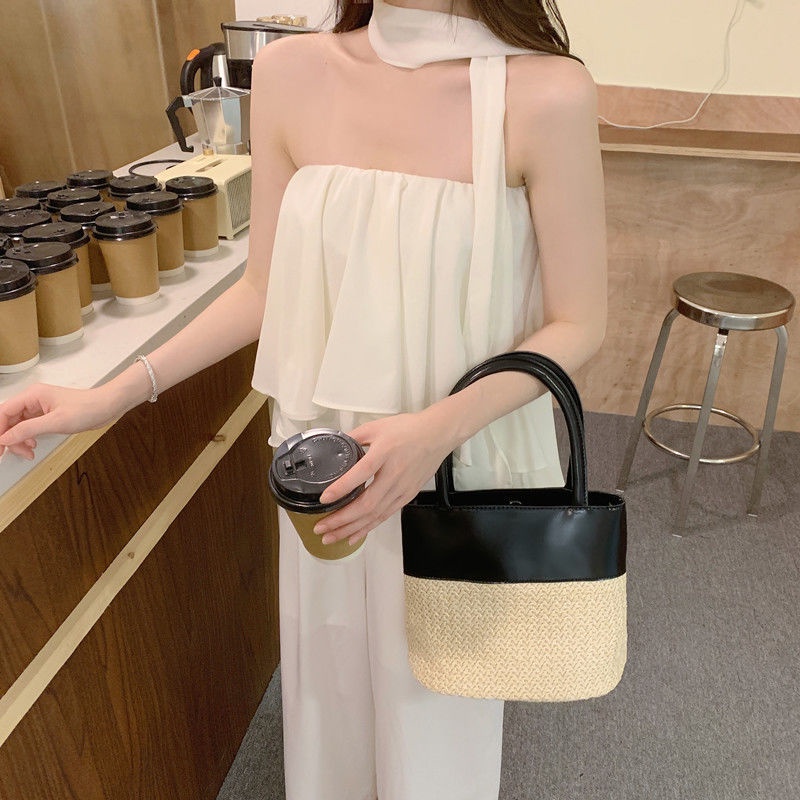 Túi cói YADOU đeo chéo một bên vai phong cách Nhật Hàn thời trang cho nữ