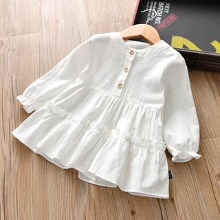Áo trắng phối bèo size lớn 130 dễ thương cho bé gái