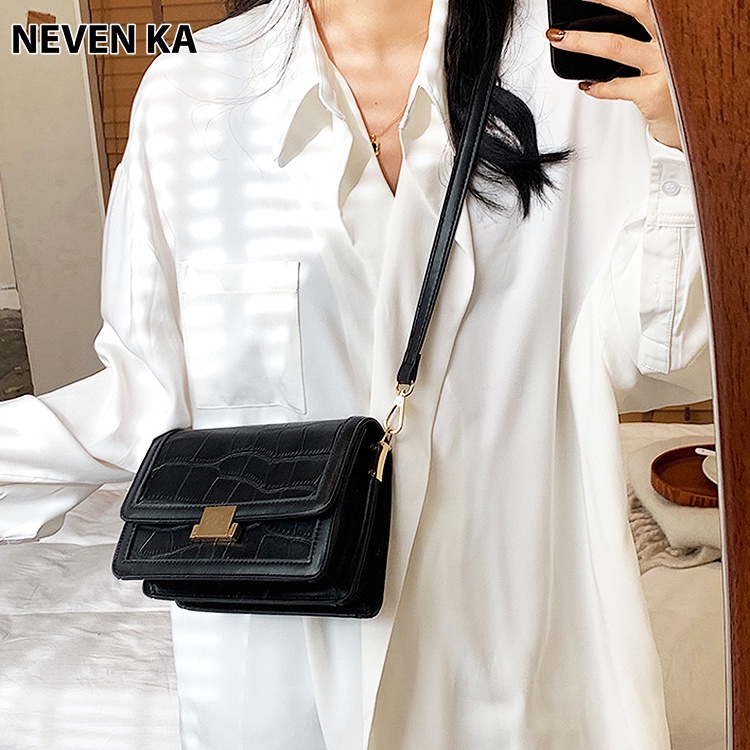 Túi Đeo Chéo Dáng Chữ Nhật Da Vân Rắn Phong Cách Trẻ Trung NEVENKA N0012