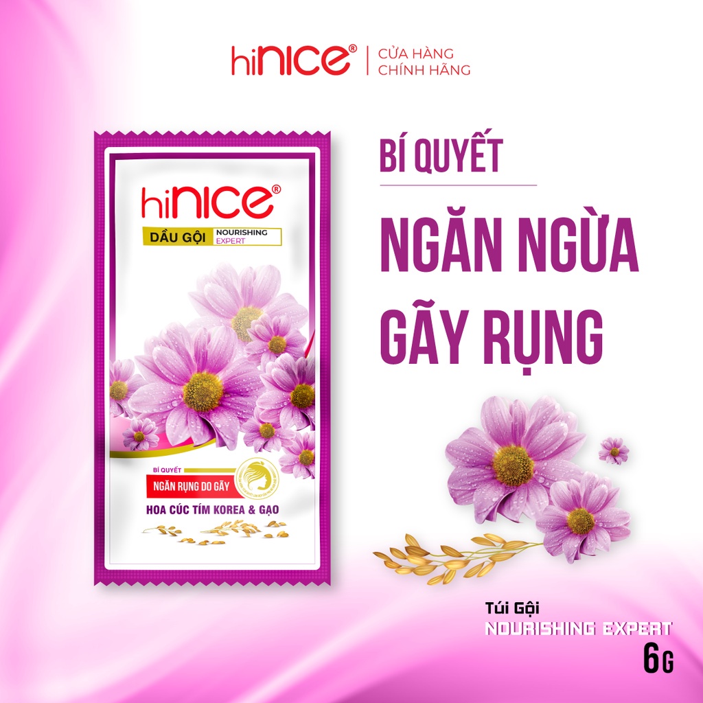 Dầu Gội hiNICE Hoa Cúc Tím & Gạo ngăn rụng do gãy 6g