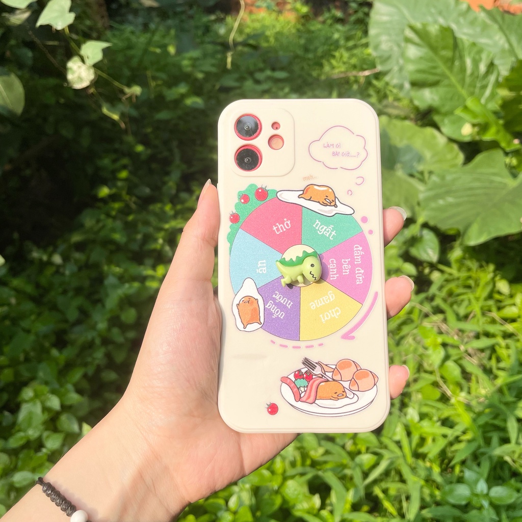 Ốp lưng iphone cạnh vuông bảo vệ camera gắn khủng long nổi xoay ốp iphone 5/5s/6/6plus/7plus/x/xs/promax/12promax bi352