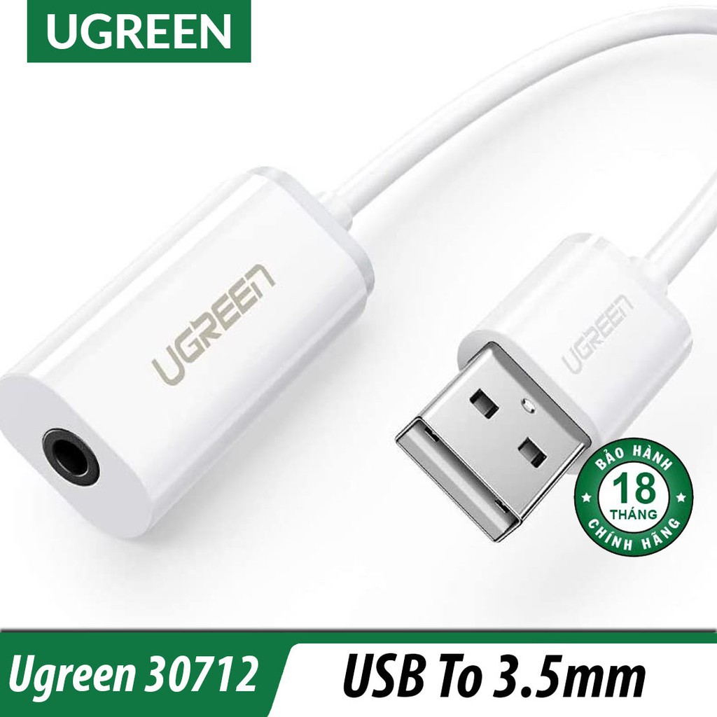 [Mã ELHACE giảm 4% đơn 300K] Cáp chuyển USB ra Audio 3.5mm hỗ trợ Mic và Tai Nghe Ugreen 30712 US206 Chính Hãng