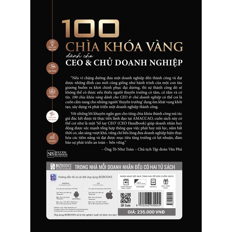 Sách 100 Chìa khóa vàng dành cho CEO và chủ doanh nghiệp + tặng kèm bút bi